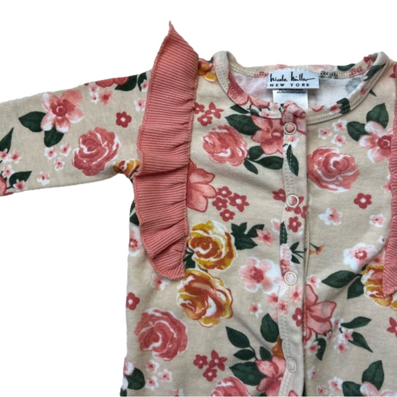 Nicole Miller New York Pink Floral Baby Girl Onesie Footie - Picture 2 of 5